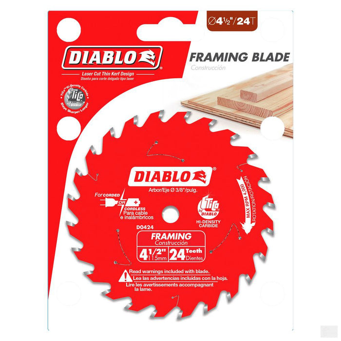 DIABLO 4-1/2 in. x 24 Tooth Framing Trim Saw Blade [D0424X]