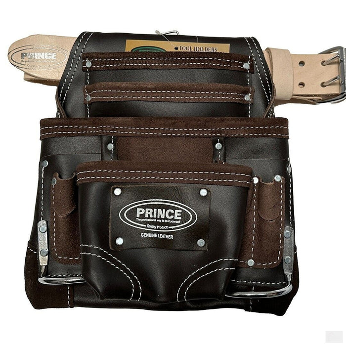 Prince Heavy-Duty Leather Pouch & Tool Belt: Organize Tools with 10 Pockets