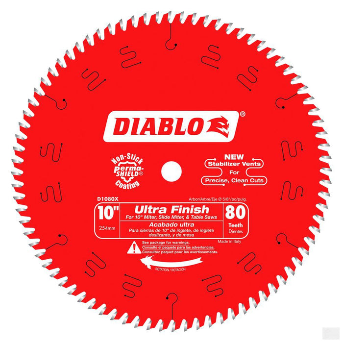 DIABLO 10 in. x 80 Tooth Ultra Finish Saw Blade [D1080X]