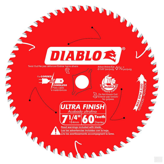 DIABLO 7-1/4 in. x 60 Tooth Ultra Finish Saw Blade [D0760A]