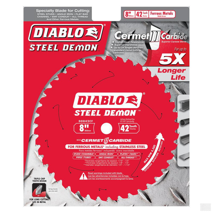 DIABLO 8 in. x 42 Tooth Cermet Metal and Stainless Steel Cutting Saw Blade [D0842CF]