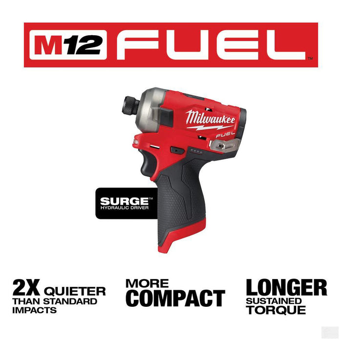 MILWAUKEE M12 FUEL 12 Volt Lithium-Ion Brushless Cordless SURGE 1/4 in. Hex Hydraulic Driver - Tool Only [2551-20]