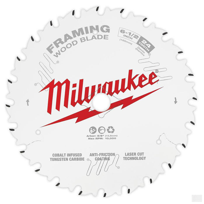 MILWAUKEE 6-1/2 in. 24 Tooth Framing Circular Saw Blade [48-40-0620]