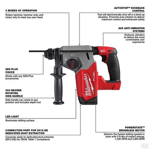 MILWAUKEE M18 FUEL 1 in SDS Plus Rotary Hammer [2912-20]