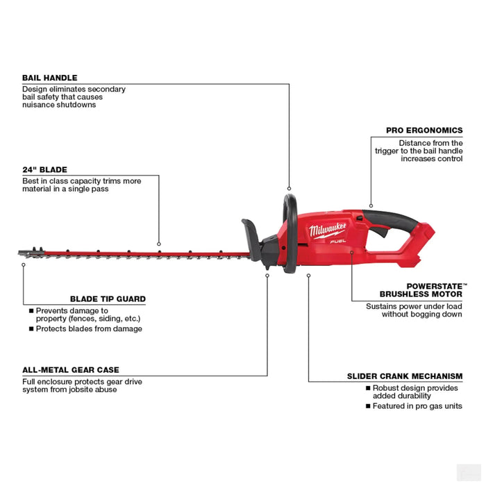 MILWAUKEE 2726-20 M18 FUEL™ 24" Hedge Trimmer (Tool Only)