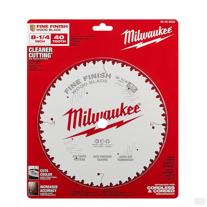 MILWAUKEE 8-1/4 in. 40 Tooth Fine Finish Circular Saw Blade [48-40-0822]