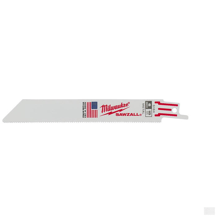 MILWAUKEE 6" 18 TPI Thin Kerf SAWZALL Blades (5 Pk) [48-00-5184]