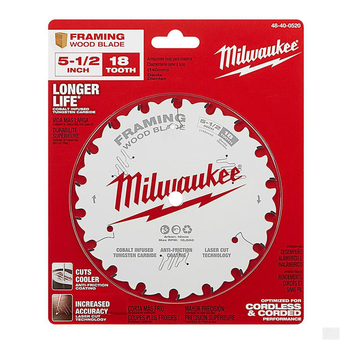 MILWAUKEE 5-1/2 in. 18T Framing Circular Saw Blade [48-40-0520]