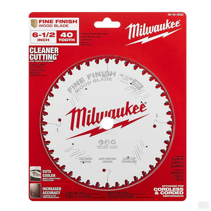 MILWAUKEE 6-1/2 in. 40 Tooth Fine Finish Circular Saw Blade [48-40-0622]