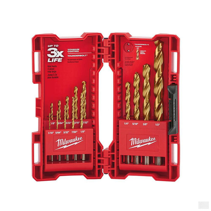 MILWAUKEE 14-Piece Thunderbolt® Titanium Coated Drill Bits [48-89-0011]