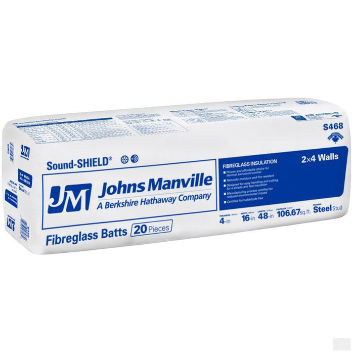 Johns Manville Sound-Shield Fiberglass Insulation 16" x 48" x 4"; 106.66 sq.ft
