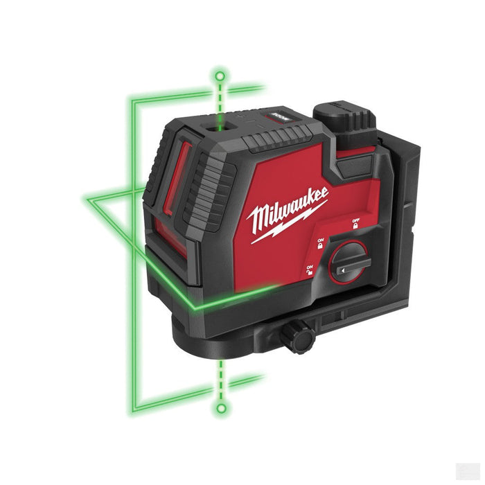MILWAUKEE USB Rechargeable Green Cross Line & Plumb Points Laser [3522-21]