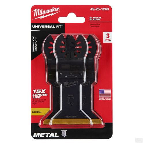 MILWAUKEE OPEN-LOK 1-3/4 in Titanium Enhanced Bi-Metal Metal Blades 3 Pk [49-25-1263]