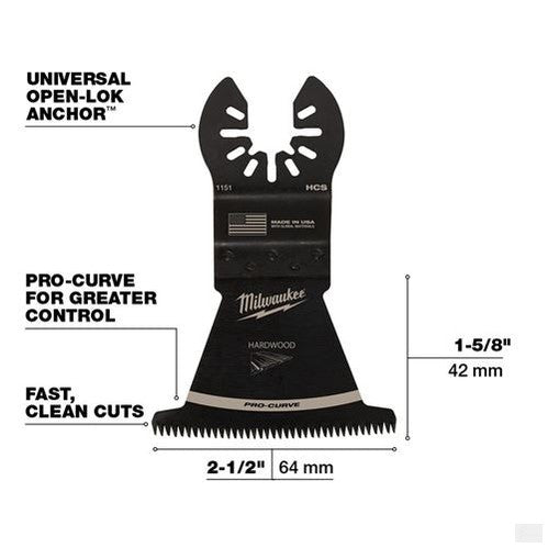 MILWAUKEE OPEN-LOK 2-1/2 in Hcs Japanese Tooth Pro-Curve Hardwood Blade 1 Pk [49-25-1151]