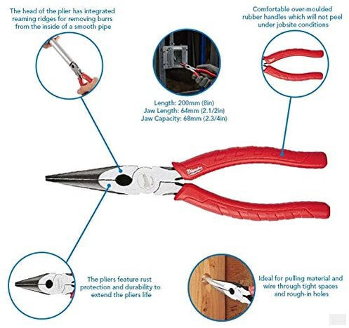 MAXIMUM Long Nose Pliers, Comfort Grip, Corrosion Resistant