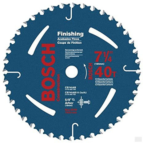 BOSCH 7-1/4" 40 Tooth ATB Finishing Saw Blade with 5/8-Inch and Diamond Knockout Arbor [CB740AB]