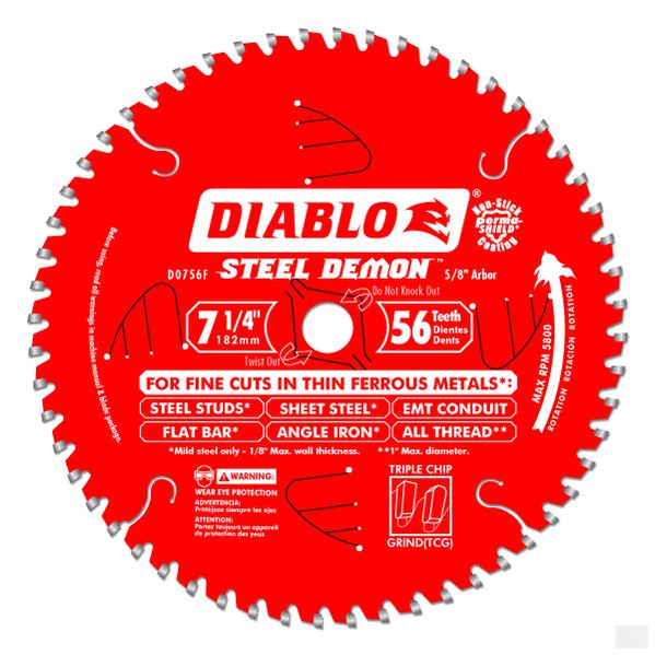 Diablo - 7-1/4 IN. X 56 TOOTH STEEL DEMON METAL CUTTING SAW BLADE D0756F