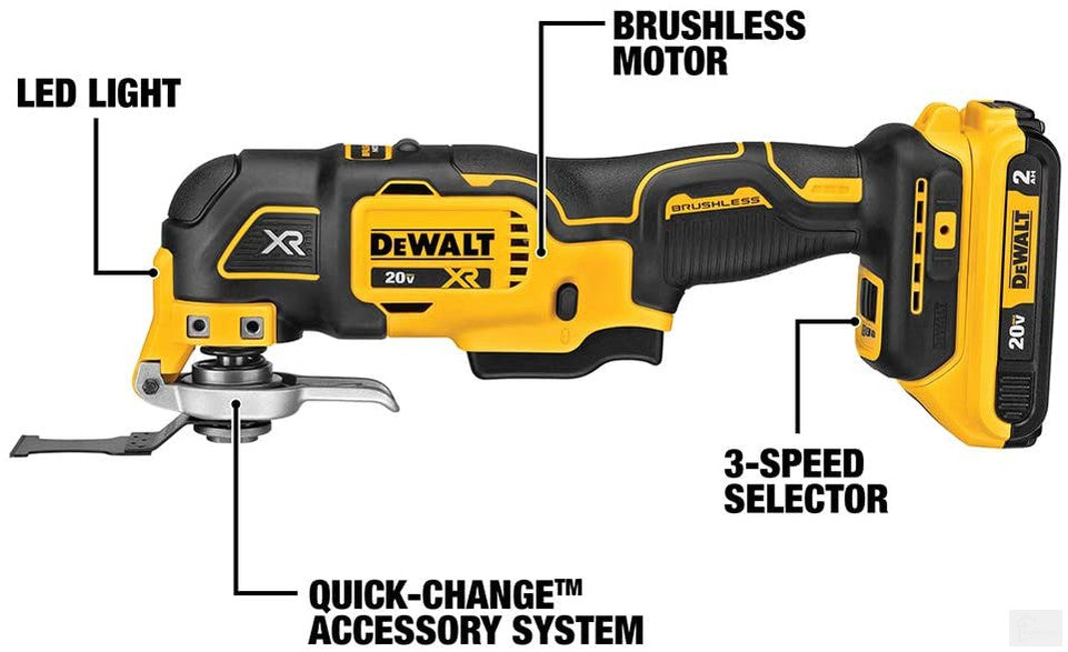 DEWALT 20V MAX* XR® Brushless Cordless 3-Speed Oscillating Multi-Tool Kit [DCS356D1]