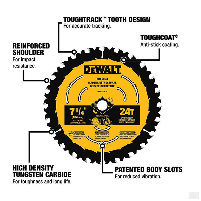 DEWALT 6-1/2-Inch 24-Tooth Circular Saw Blade [DWA161224]