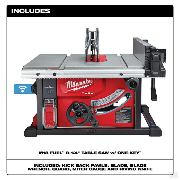 MILWAUKEE M18 FUEL 18 Volt Lithium-Ion Brushless Cordless 8-1/4 in. Table Saw with ONE-KEY - Tool Only [2736-20]