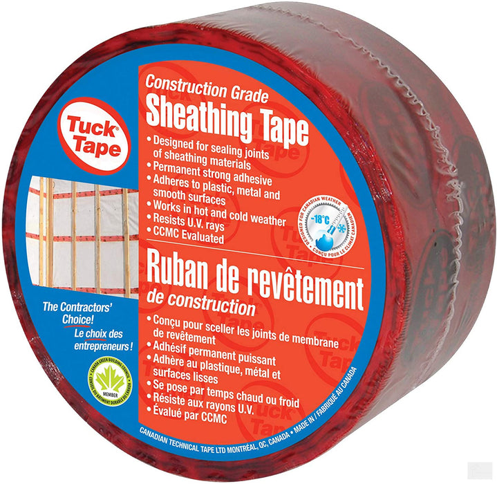 TUCK TAPE Construction Sheathing Tape, Epoxy Resin Tape, 60mm x 66m (Red) [HW-TAPE50]