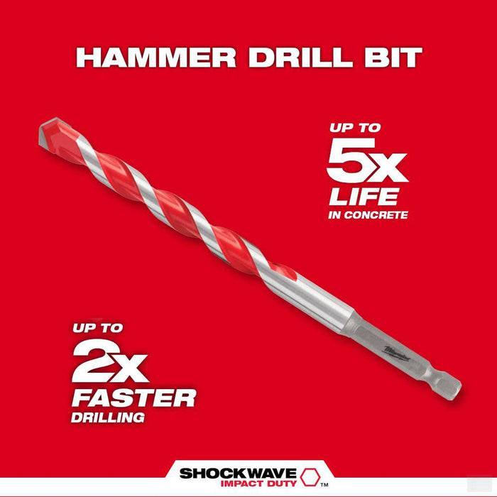 MILWAUKEE SHOCKWAVE Carbide Hammer Drill Bit 5/32"x4"x6" [48-20-9001]
