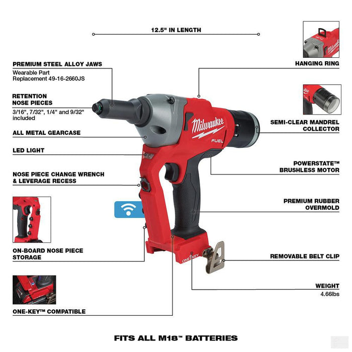 MILWAUKEE M18 FUEL 1/4 in Blind Rivet Tool w/ ONE-KEY Bare Tool [2660-20]