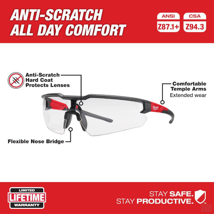 MILWAUKEE Safety Glasses - Clear Anti-Scratch Lenses [48-73-2010]