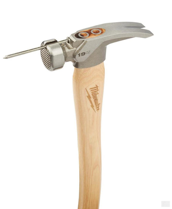 MILWAUKEE 19oz Milled Face Hickory Wood Framing Hammer [48-22-9419]