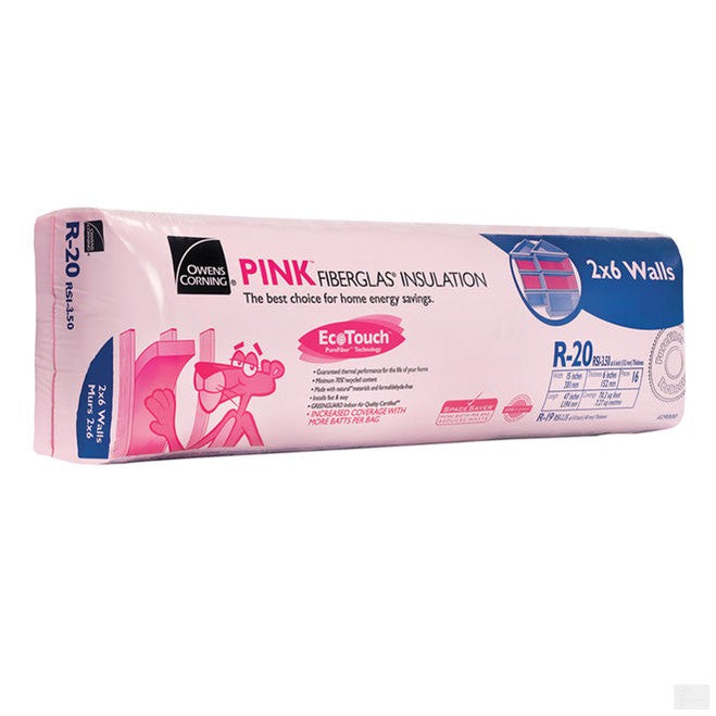 OC EcoTouch Pink Fiberglass Insulation R-20 16