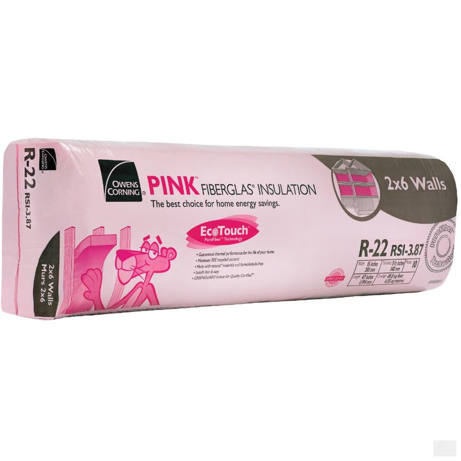 OC EcoTouch Pink Fiberglass Insulation R-22 15