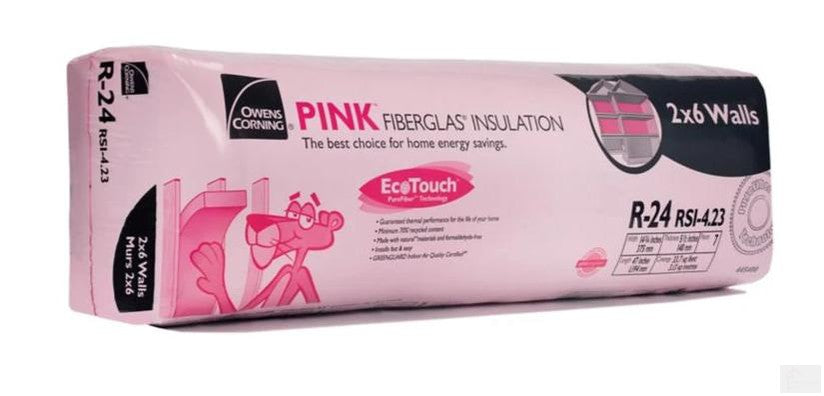 OC EcoTouch Pink Fiberglass Insulation R-24 14.75" x 47" x 5.5"; 33.7 sq.ft
