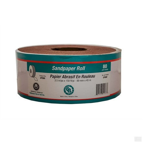 CIRCLE BRAND Sandpaper Roll 3.5" x 150' #80 Grit (Paperbacked) [SP080]