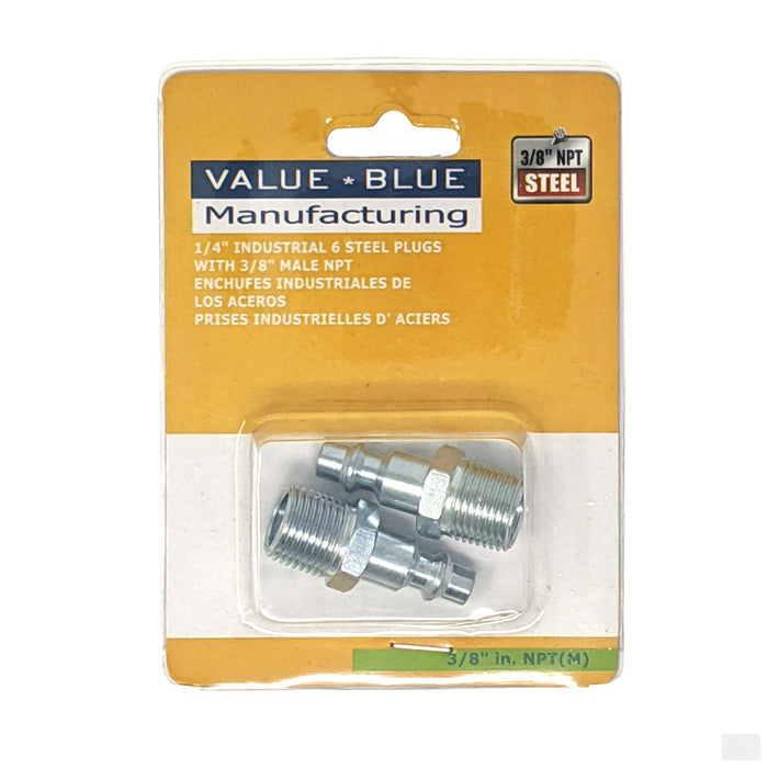 VALUE BLUE 1/4'' Industrial 6 Steel Plugs with 3/8'' Male NPT
