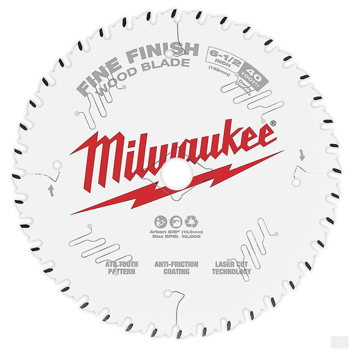 MILWAUKEE 6-1/2 in. 40 Tooth Fine Finish Circular Saw Blade [48-40-0622]