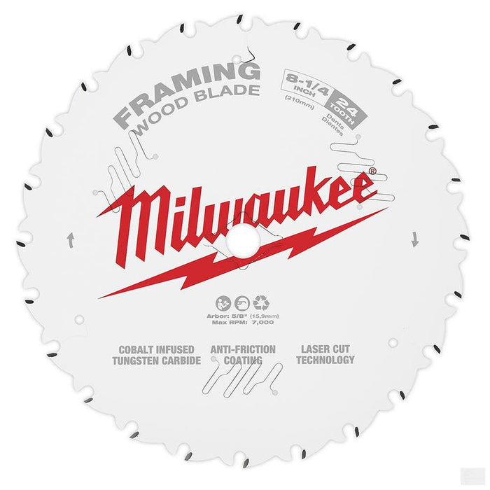 MILWAUKEE 8-1/4 in. 24T Framing Circular Saw Blade [48-40-0820]