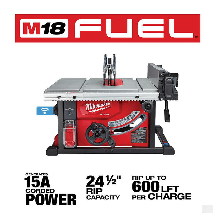 MILWAUKEE M18 FUEL 18 Volt Lithium-Ion Brushless Cordless 8-1/4 in. Table Saw with ONE-KEY - Tool Only [2736-20]