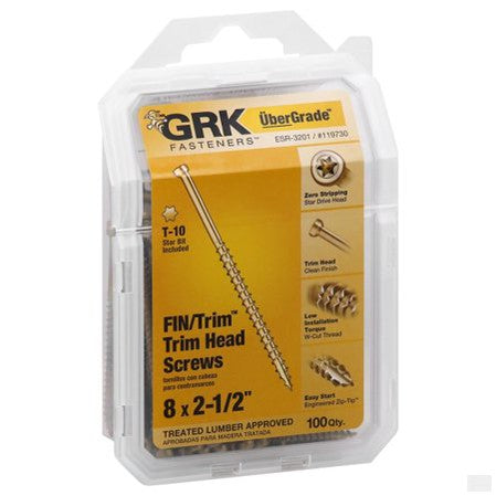 GRK FIN/Trim™ Finishing Trim Head Screws 8 x 2-1/2" (100 pcs) [17730]