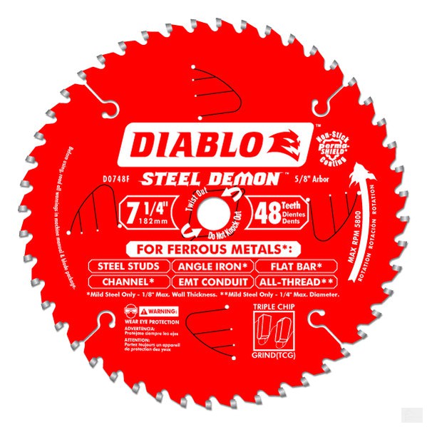 Diablo - 7-1/4 IN. X 48 TOOTH STEEL DEMON METAL CUTTING SAW BLADE D0748CFA