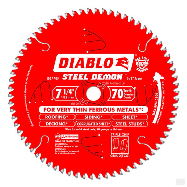 Diablo - 7-1/4 IN. X 70 TOOTH STEEL DEMON METAL CUTTING SAW BLADE D0770F
