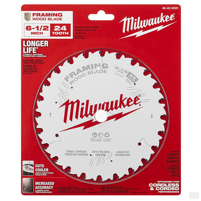MILWAUKEE 6-1/2 in. 24 Tooth Framing Circular Saw Blade [48-40-0620]