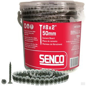 SENCO Collated Cement Board Screws - Strip - #8 x 2" - 1000/Box [08T200W]