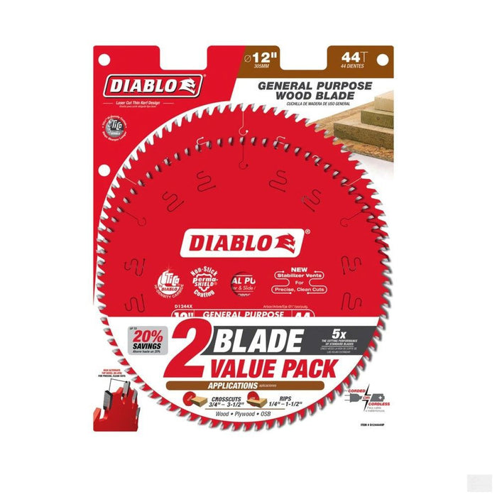 DIABLO 12in x 44T General Purpose Blade (2-Pack) [D124444VP]