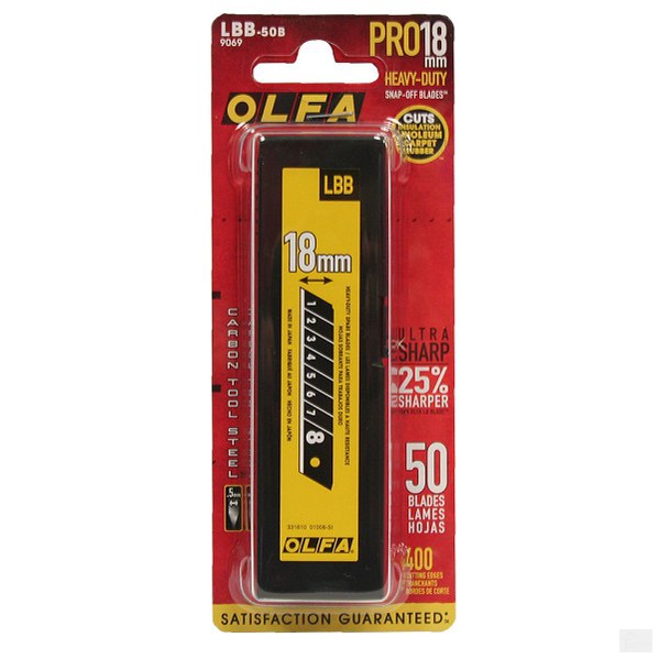 OLFA 18mm Black Ultra-Sharp Snap-Off Blades (50 Pc/Pk)